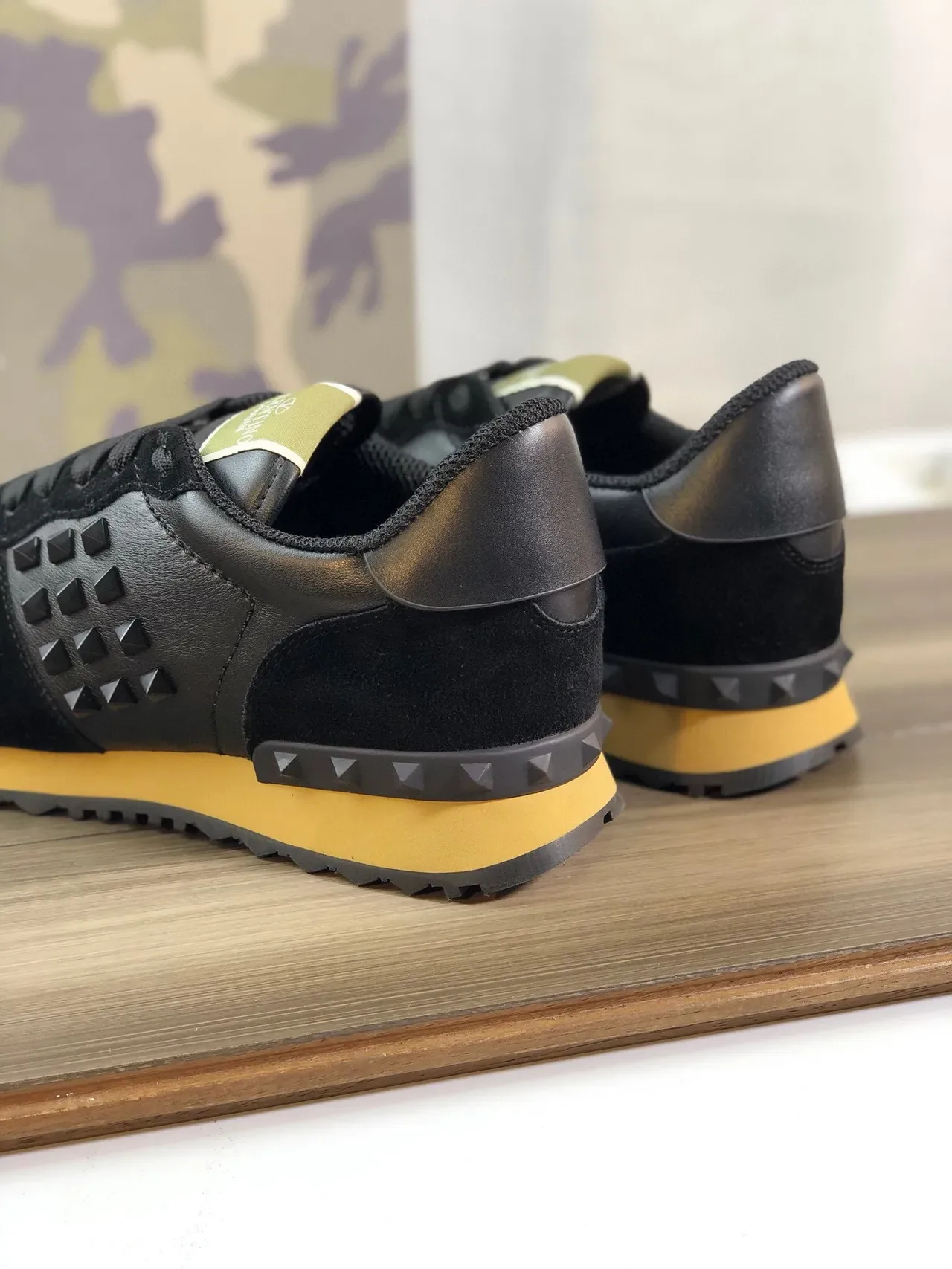 Valentino Rockstud Black and Mustard Yellow Lifestyle Sneakers 3