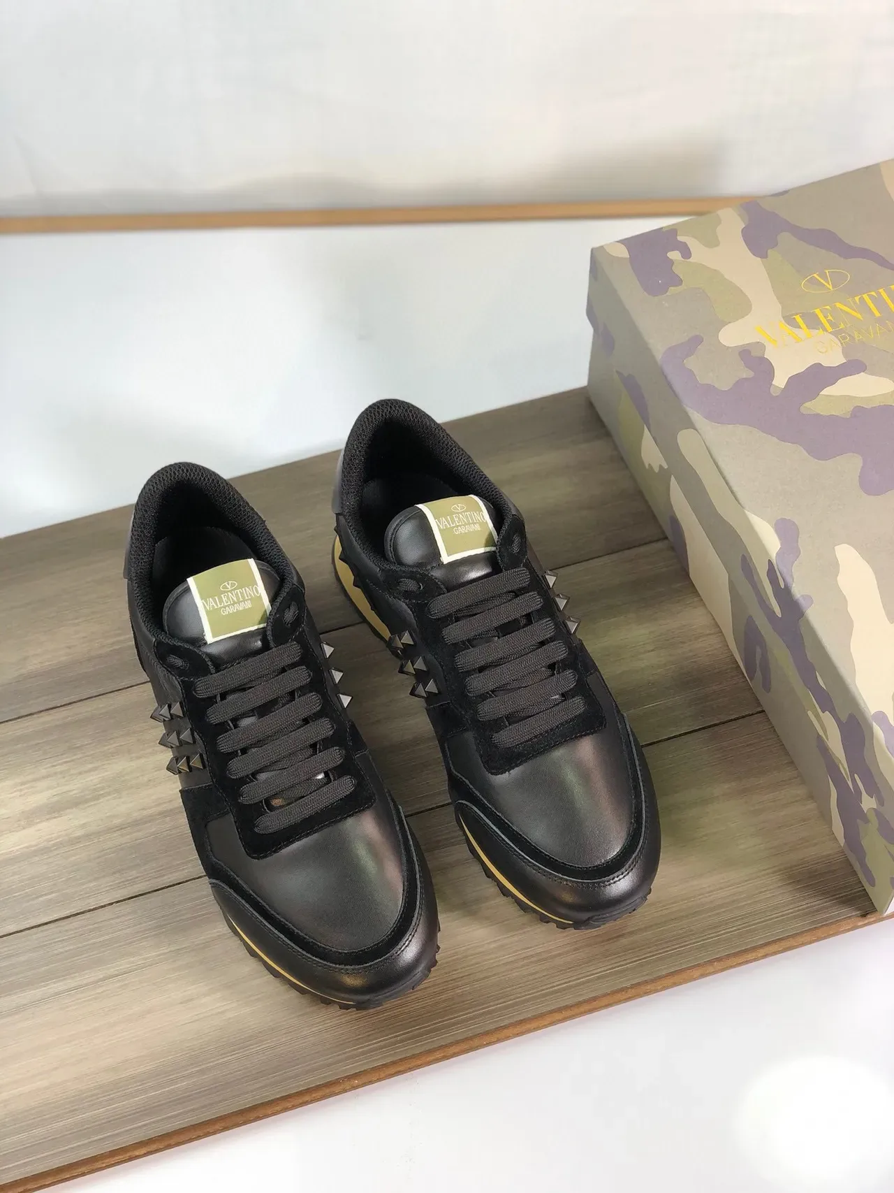 Valentino Rockstud Black and Mustard Yellow Lifestyle Sneakers 8