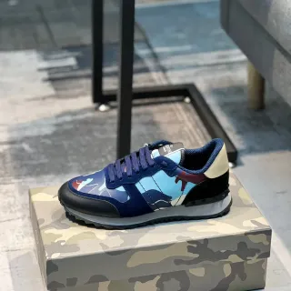 Valentino Rockstud Camuflaje Azul Marino Zapatillas Lifestyle