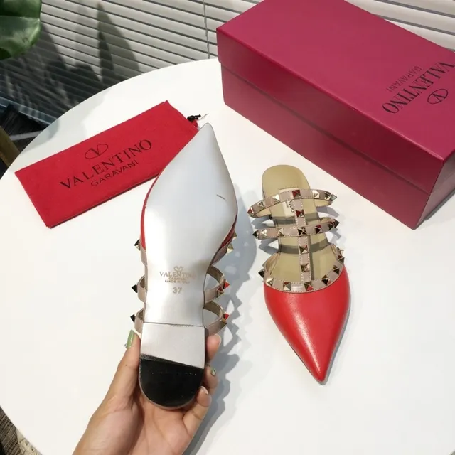 Valentino Rockstud Red Leather Studded Strap Stilettos 3