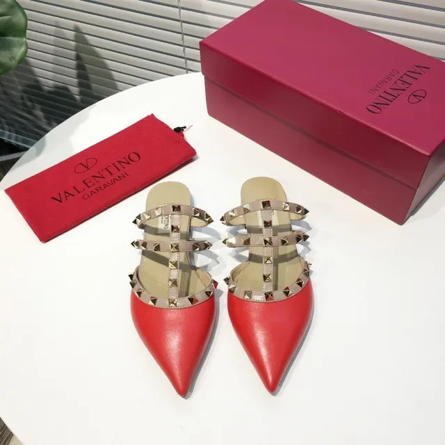Valentino Rockstud Red Leather Studded Strap Stilettos 7