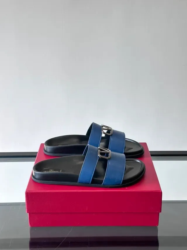 Valentino Rockstud Slide Sandales Plates en Cuir à Double Bride Casual 11