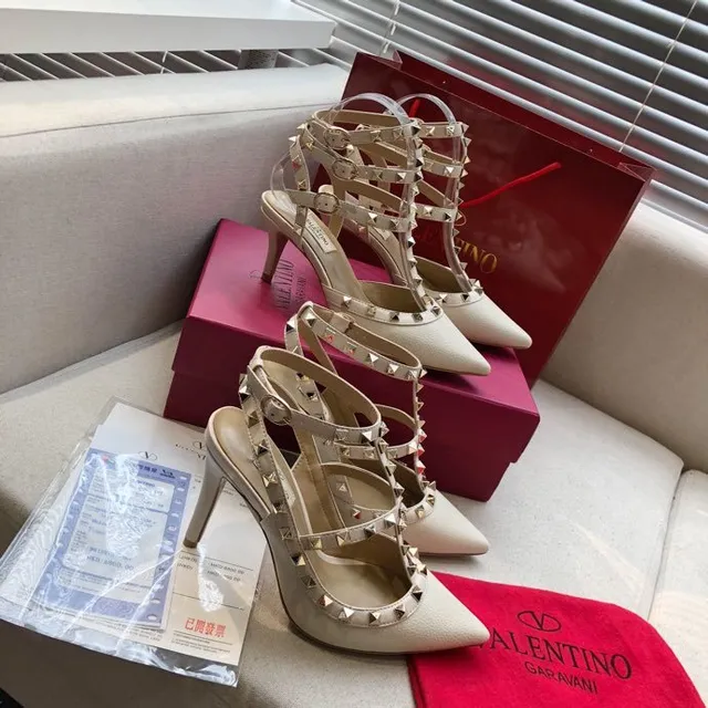Valentino Rockstud Studded Multi-Strap Pointed-Toe Stilettos 8