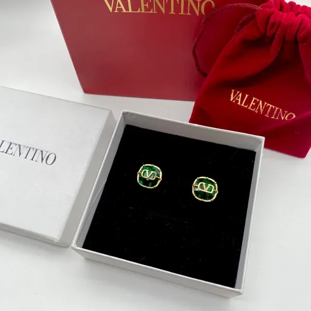 Valentino VLogo Ouro Multicolor Brincos Motivo Pedras Facetadas Quadradas 5