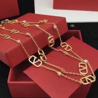 Valentino VLogo Gold Silver Chain Repeating Links Necklace