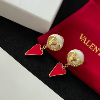 Valentino VLogo Pendientes de corazón rojo oro blanco perla como esfera