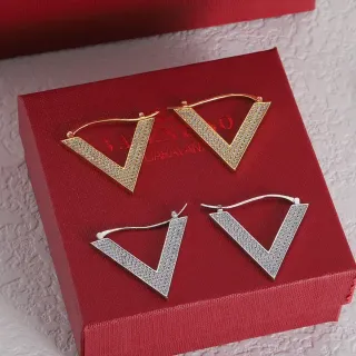 Valentino VLogo Pavé Crystal Gold and Silver Hoop Earrings