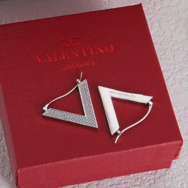 Valentino VLogo Pavé Crystal Argolas Dourado e Prateado 2
