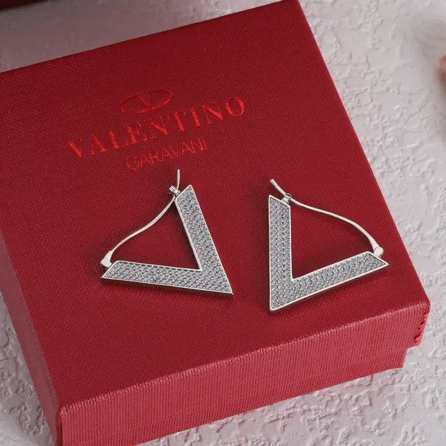 Valentino VLogo Pavé Crystal Argolas Dourado e Prateado 3