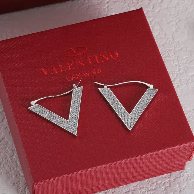 Valentino VLogo Pavé Crystal Argolas Dourado e Prateado 4