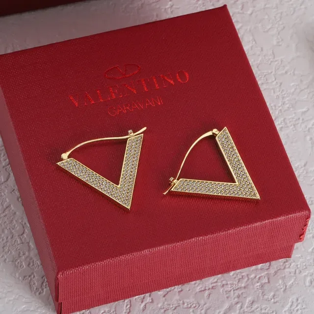 Valentino VLogo Pavé Crystal Argolas Dourado e Prateado 6