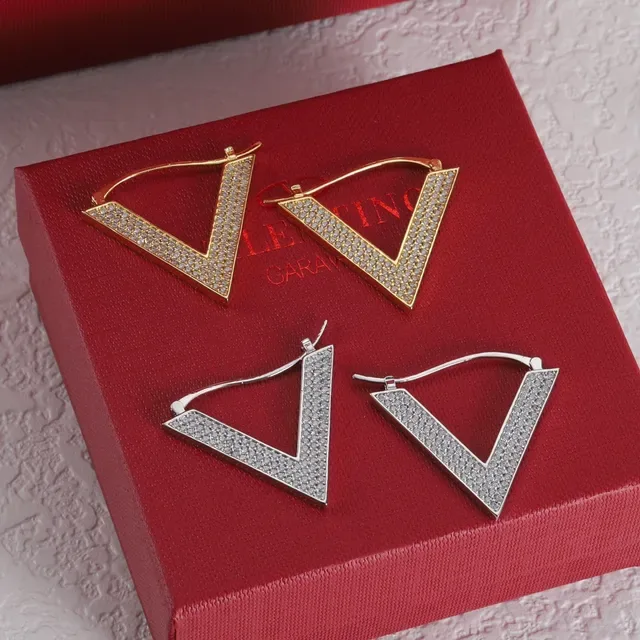 Valentino VLogo Pavé Crystal Argolas Dourado e Prateado 7