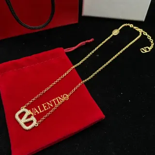 Valentino VLogo Pavé Crystal Gold-Tone Chain Necklace