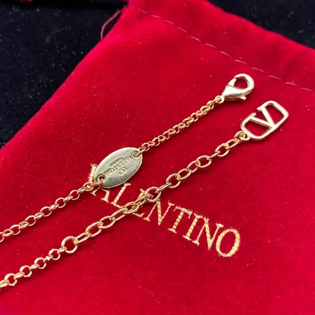 Collier Chaîne Valentino VLogo Pavé Cristal Doré 3