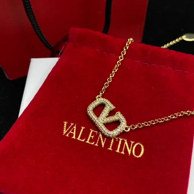 Collier Chaîne Valentino VLogo Pavé Cristal Doré 4