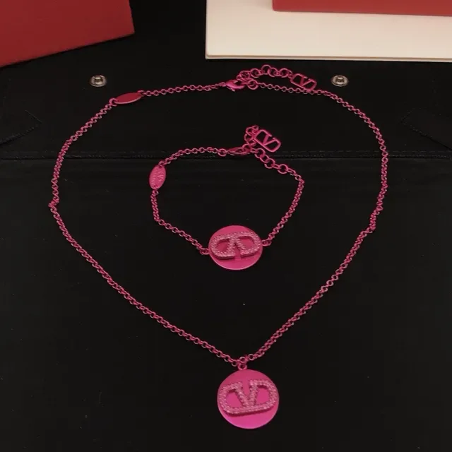 Bracelet Valentino VLogo Chaîne de Métal Rose Pavé Cristal 4