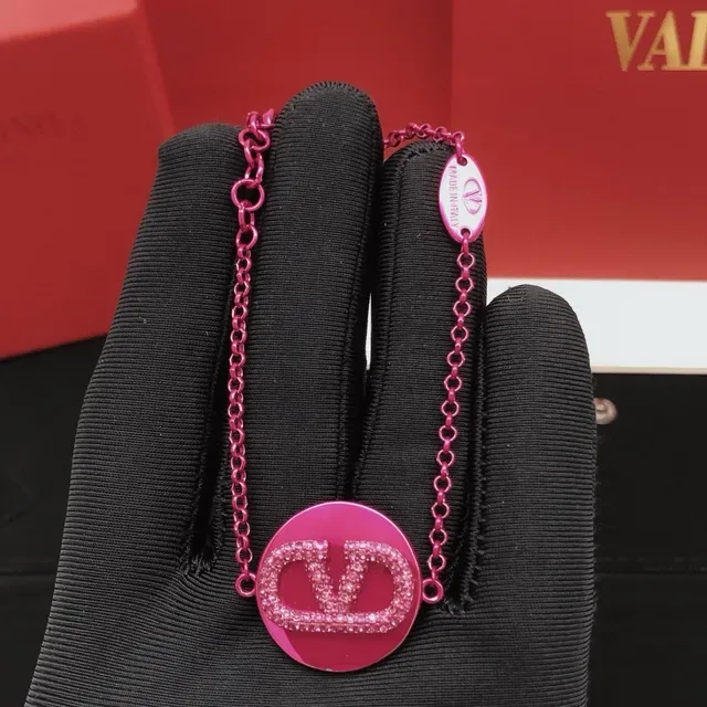 Bracelet Valentino VLogo Chaîne de Métal Rose Pavé Cristal 5