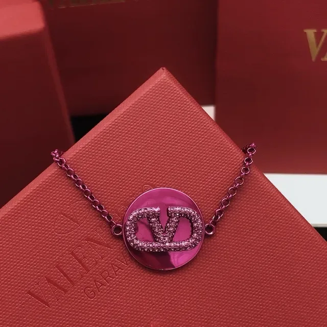 Bracelet Valentino VLogo Chaîne de Métal Rose Pavé Cristal 7
