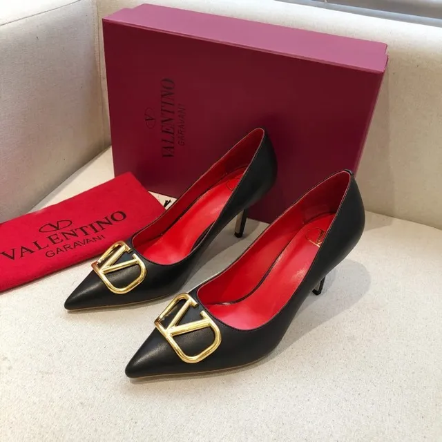 Valentino VLTN Preto Vermelho Ponta Dedo Saltos Stiletto 5
