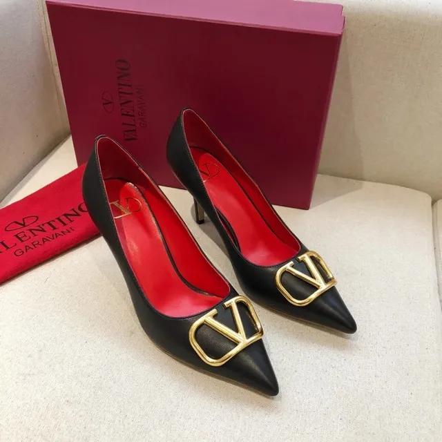 Valentino VLTN Preto Vermelho Ponta Dedo Saltos Stiletto 7