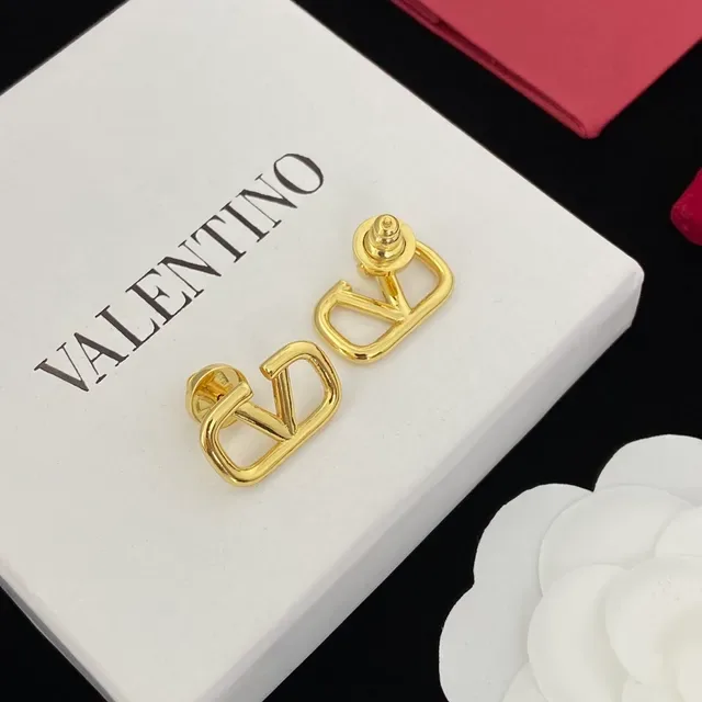 Valentino VLTN Open-Frame Gold-Tone Stud Earrings 2