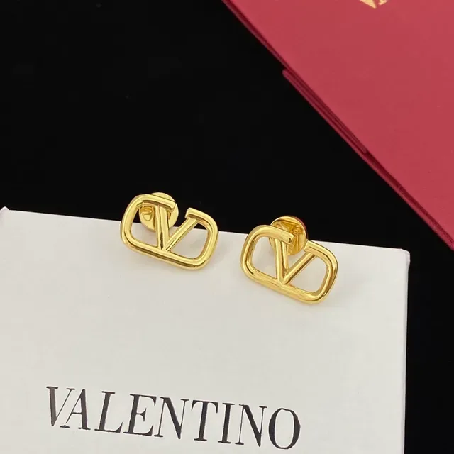 Valentino VLTN Open-Frame Gold-Tone Stud Earrings 3