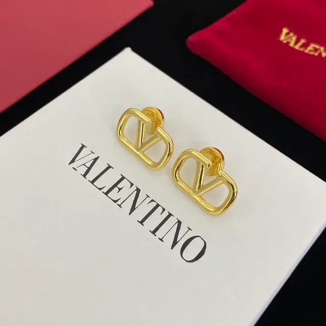 Valentino VLTN Open-Frame Gold-Tone Stud Earrings 6