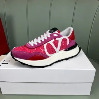 Valentino VLTN Runner Pink and Red Lace-Up Chunky Sneakers