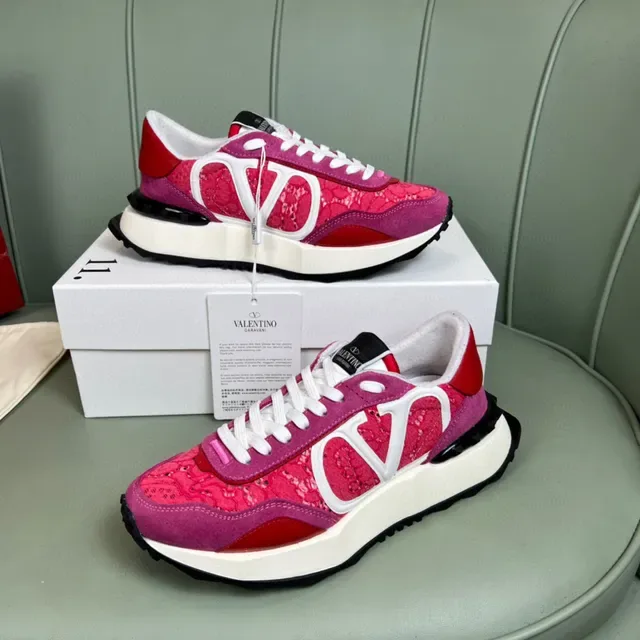 Valentino VLTN Runner Baskets Chunky Rose et Rouge Lacées 7