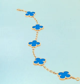 Van Cleef & Arpels Alhambra Cinq motif Émail bleu Bracelet en or 7