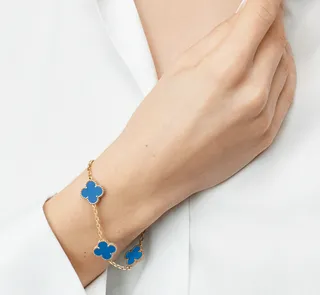 Van Cleef & Arpels Alhambra Cinq motif Émail bleu Bracelet en or 8