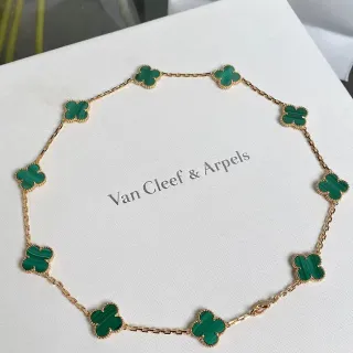 Van Cleef & Arpels Alhambra দশ মোটিফ ম্যালাকাইট নেকলেস