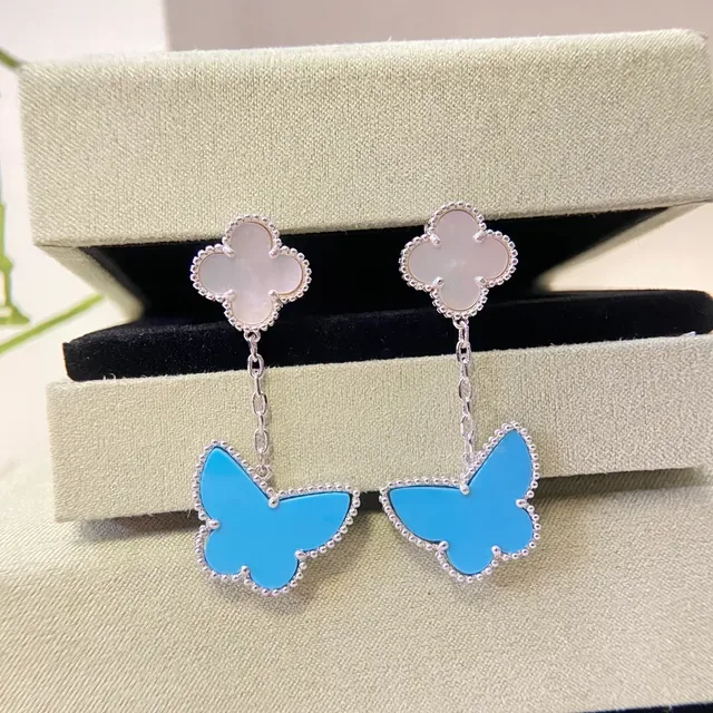 Brincos Van Cleef & Arpels Alhambra Borboleta Esmalte Azul 2