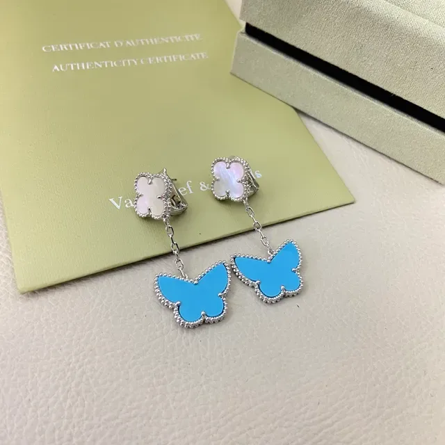 Brincos Van Cleef & Arpels Alhambra Borboleta Esmalte Azul 3