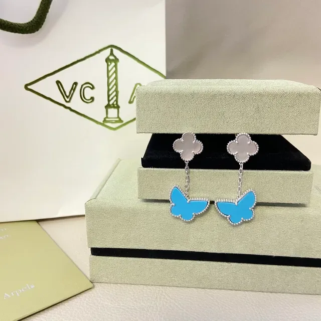 Brincos Van Cleef & Arpels Alhambra Borboleta Esmalte Azul 4