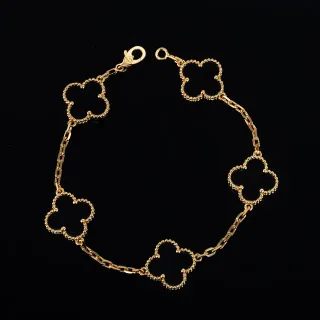 Van Cleef & Arpels Alhambra Five Motif Bracelet en or et émail noir