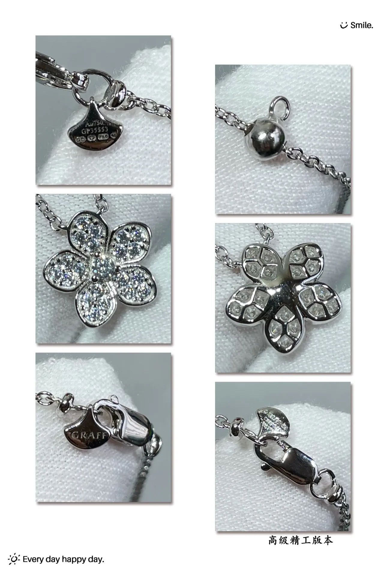 Van Cleef & Arpels Alhambra فضي بحري زهرة خماسية Pavé-Set Diamonds قلادة 3