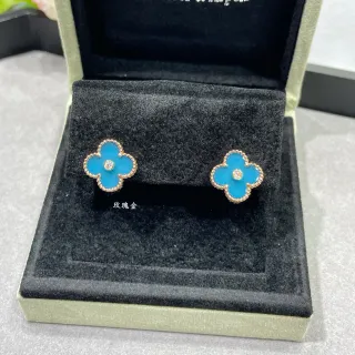Van Cleef & Arpels Alhambra إكليل فيروزي وماس ذهب وردي أقراط