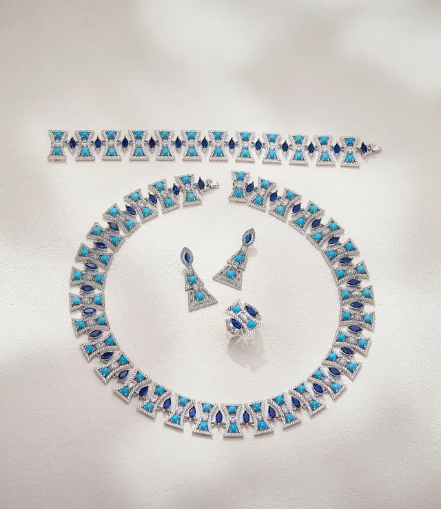 Van Cleef & Arpels Anel Geométrico de Safira e Turquesa Pavê 2