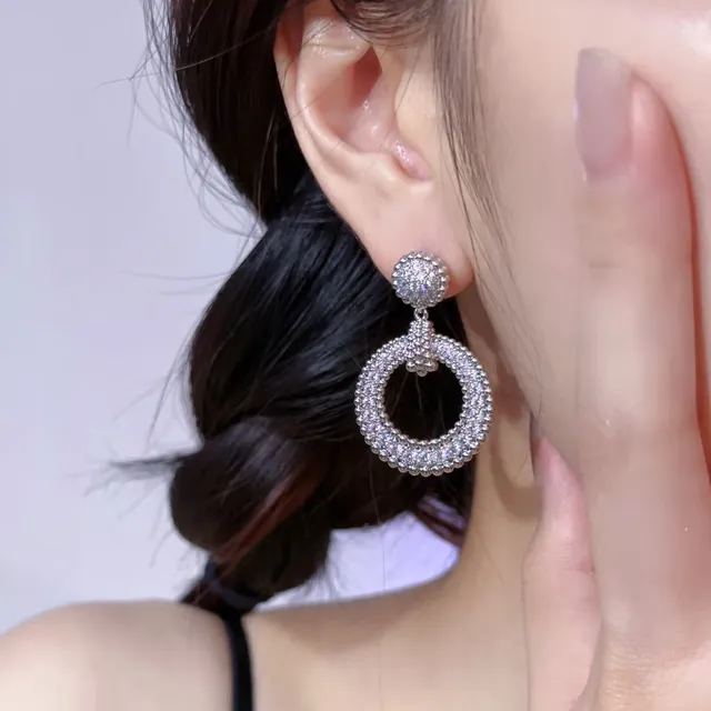 Van Cleef & Arpels Pavé Crystal Circular Drop Earrings 4