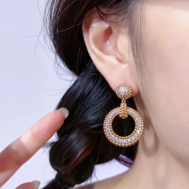 Van Cleef & Arpels Pavé Crystal Circular Drop Earrings 5