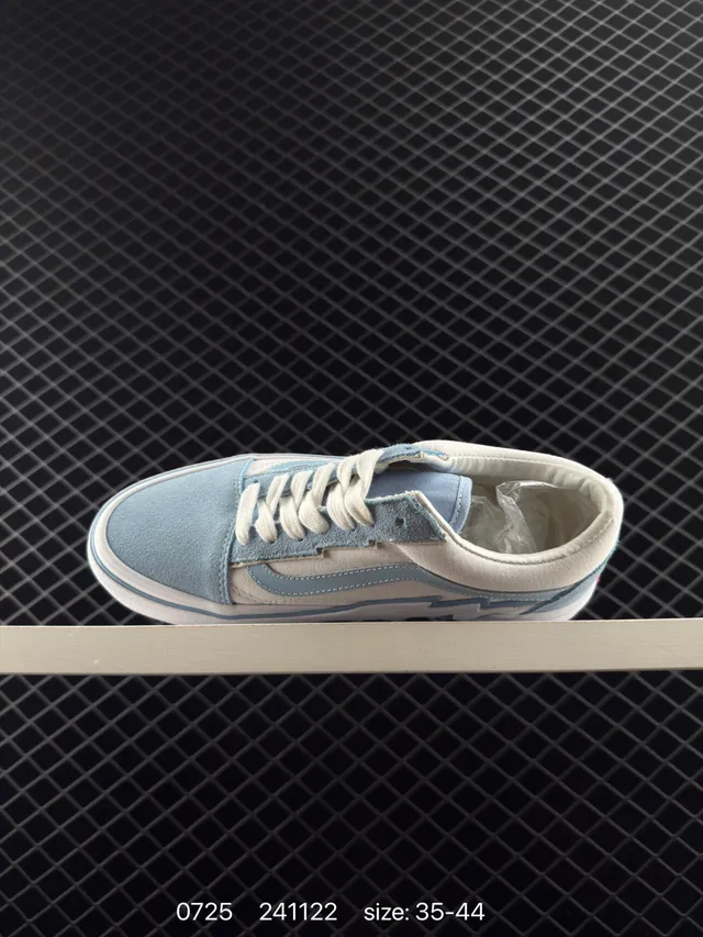 Vans Old Skool Lightning Bolt Off-White and Light Blue Skateboard Shoes 5