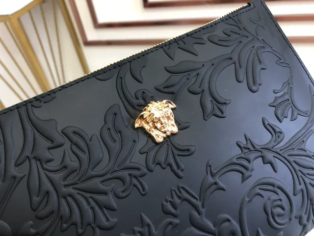 Versace Barocco Embossed Medusa Clutch Black Envelope Clutch 5