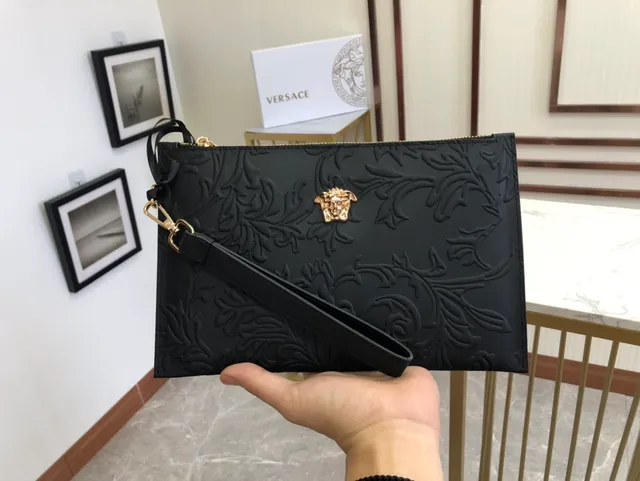 Versace Barocco Embossed Medusa Clutch Black Envelope Clutch 6
