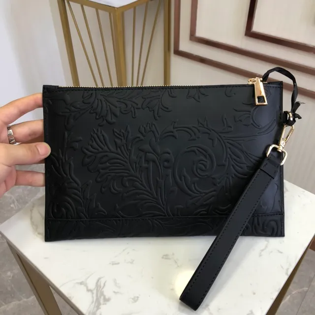 Versace Barocco Embossed Medusa Clutch Black Envelope Clutch 7