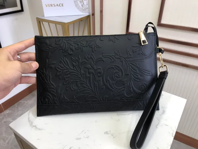 Versace Barocco Embossed Medusa Clutch Black Envelope Clutch 9