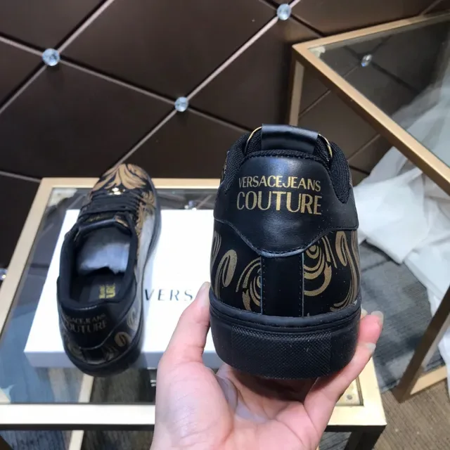 Versace Black Gold Leather Upper Baroque Print Lifestyle Sneakers 7