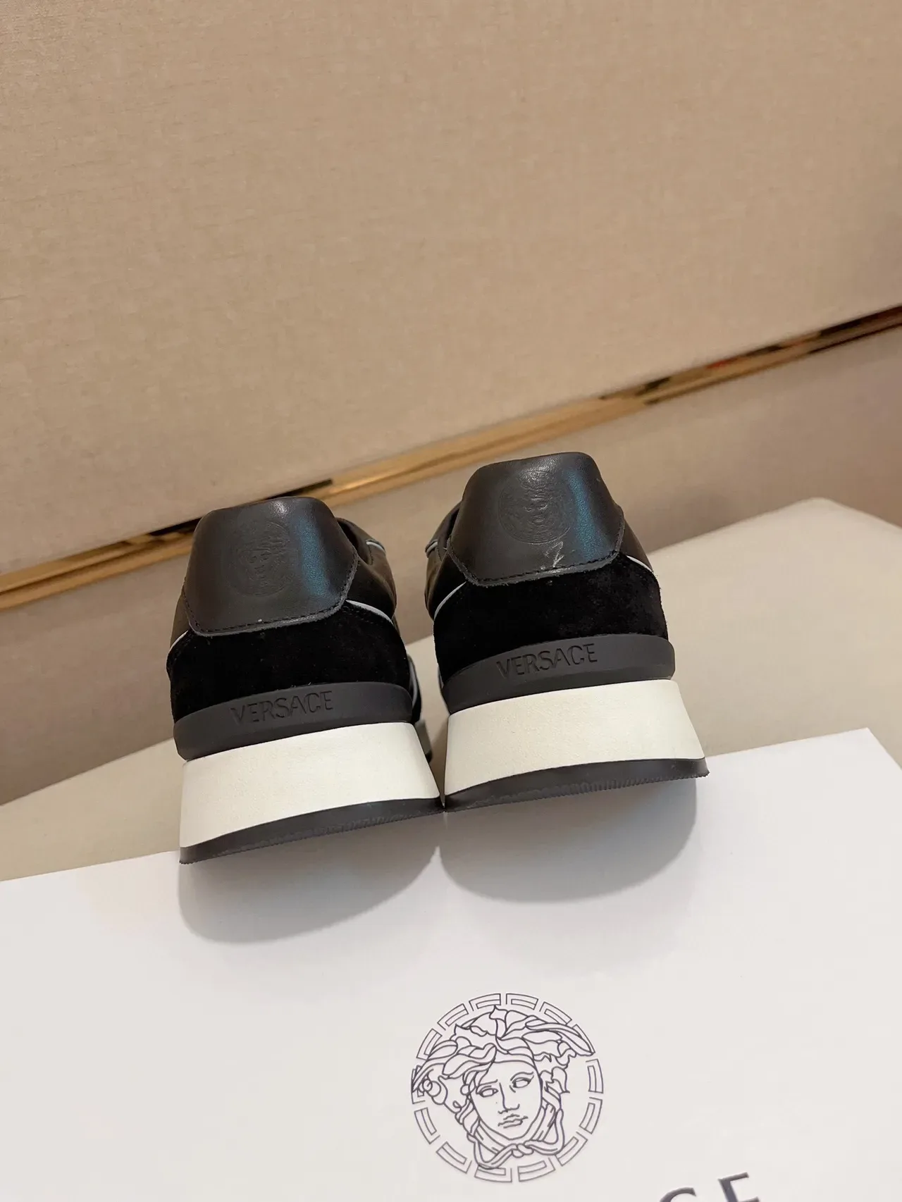 Versace Black White Mixed-Material Upper Suede And Leather Lifestyle Sneakers 7