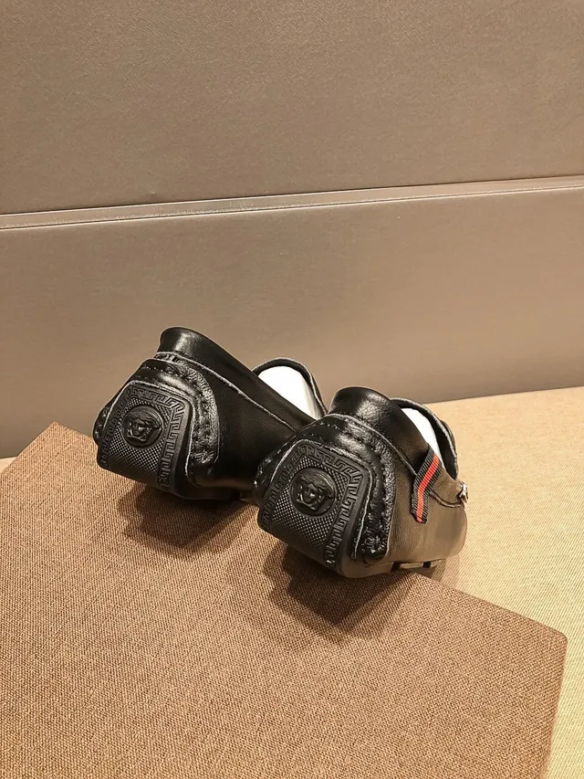 Versace Chain Reaction Black Leather Medusa Loafers 2
