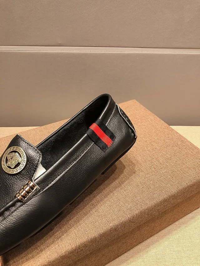 Versace Chain Reaction Black Leather Medusa Loafers 4